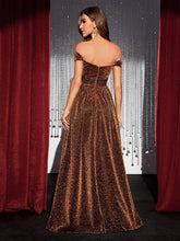 Off Shoulder A-line Split Prom Dress